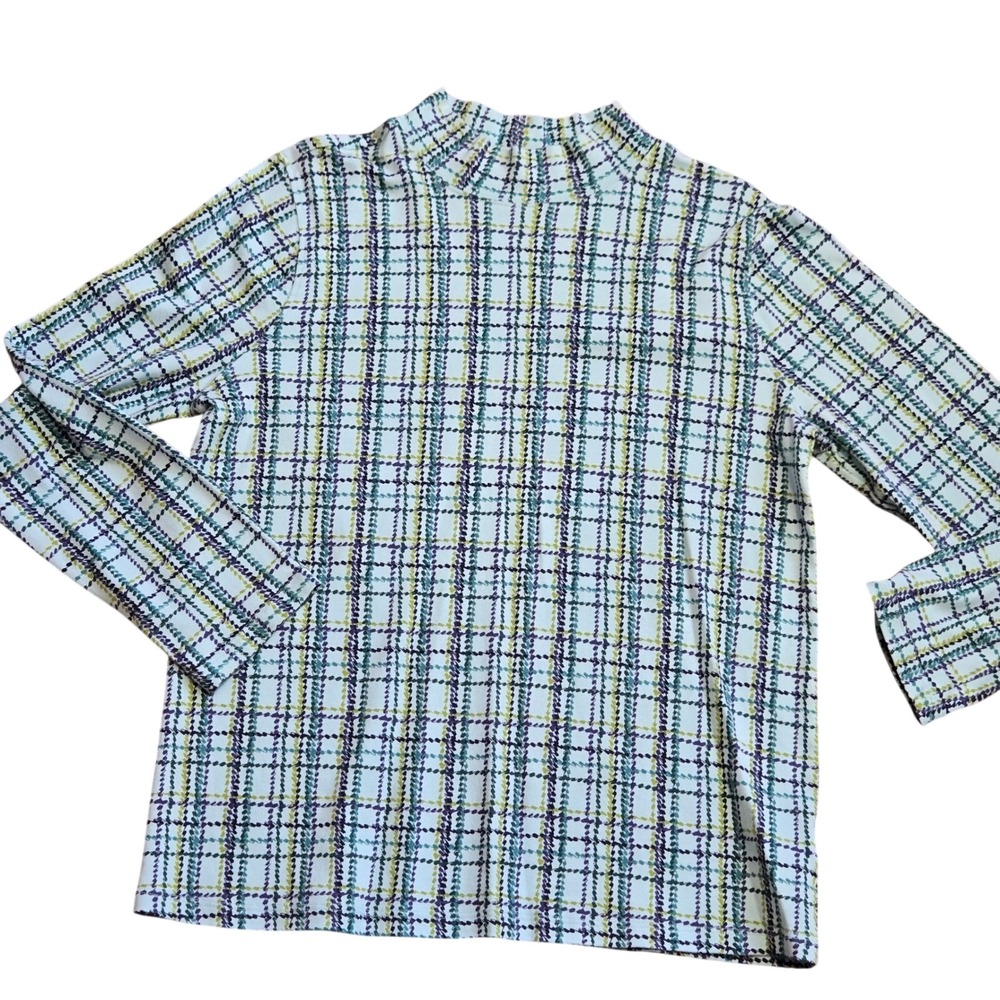 Appleseeds  Long Sleeve Mock Neck Plaid Top Size L